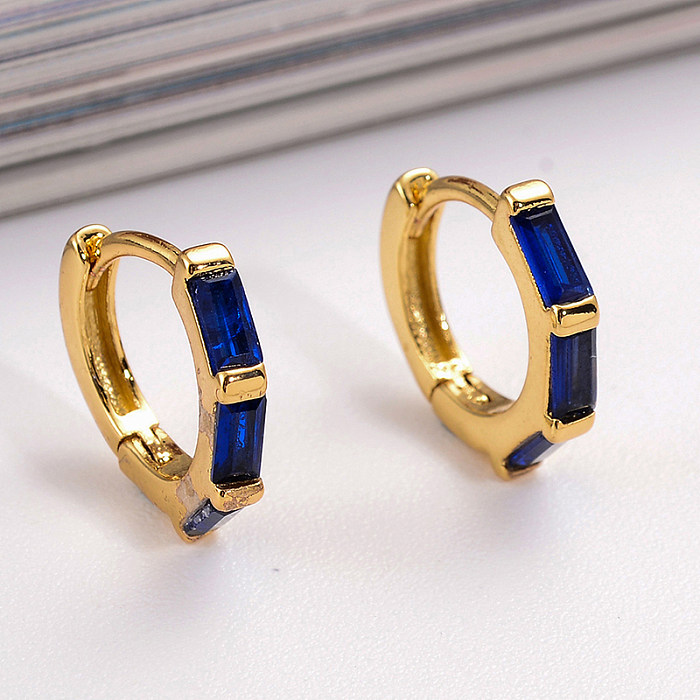 1 Pair Simple Style Square Plating Inlay Copper Zircon 18K Gold Plated Earrings