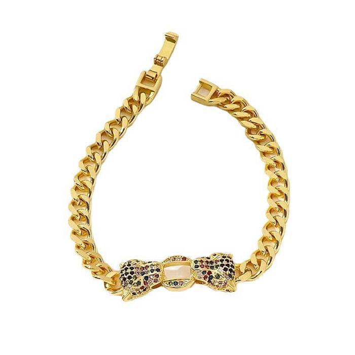 Hip-Hop Retro Leopard Copper Inlay Zircon Bracelets