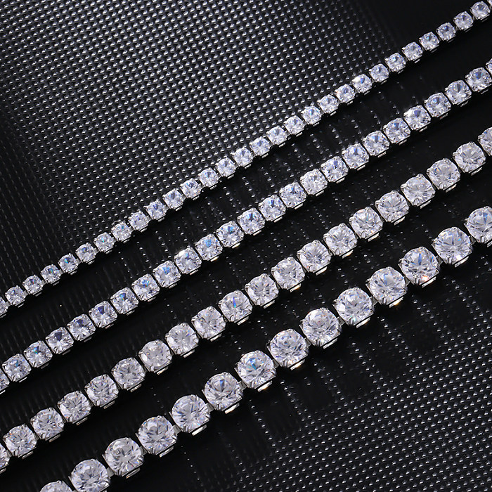 Casual Hip-Hop Simple Style Square Copper Zircon Necklace In Bulk
