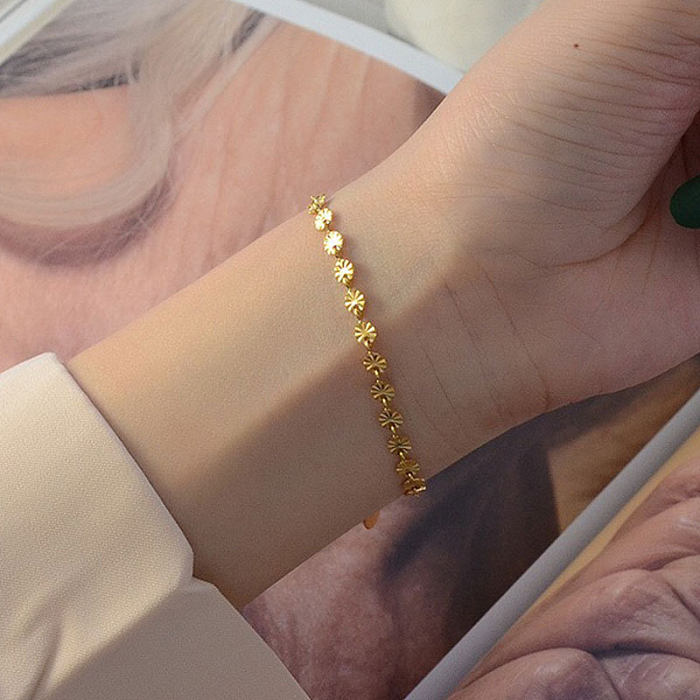 Collier de bracelets plaqué or 18 carats en acier titane de couleur unie de style simple