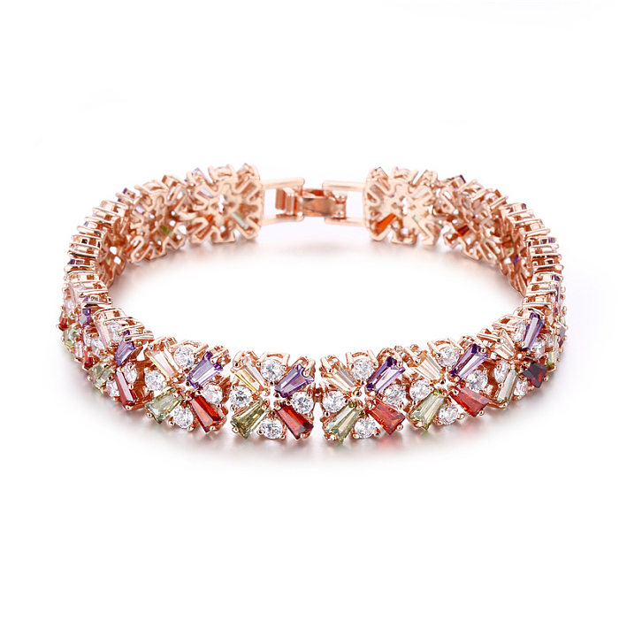 Glam Snowflake Copper Plating Inlay Zircon Bracelets