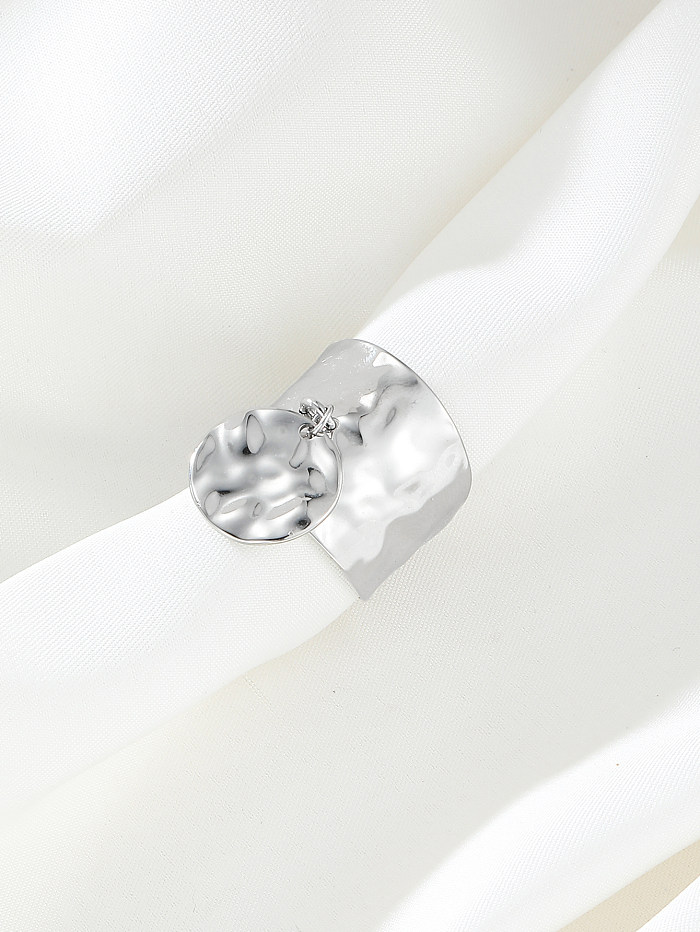 Simple Style Solid Color Stainless Steel Charm Rings Open Rings