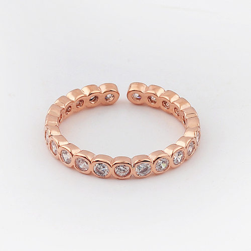 Anéis de cobre de zircão com embutimento de anel aberto de cobre do olho do diabo de estilo simples