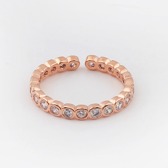 Simple Style Devil'S Eye Copper Open Ring Inlay Zircon Copper Rings