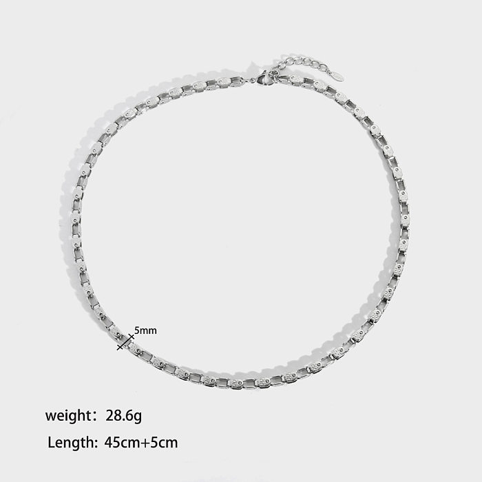 Nordic Style Hip-Hop British Style Solid Color Stainless Steel Polishing Plating Bracelets Necklace