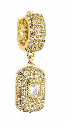 1 Piece Elegant Shiny Square Plating Inlay Copper Artificial Diamond 18K Gold Plated Drop Earrings