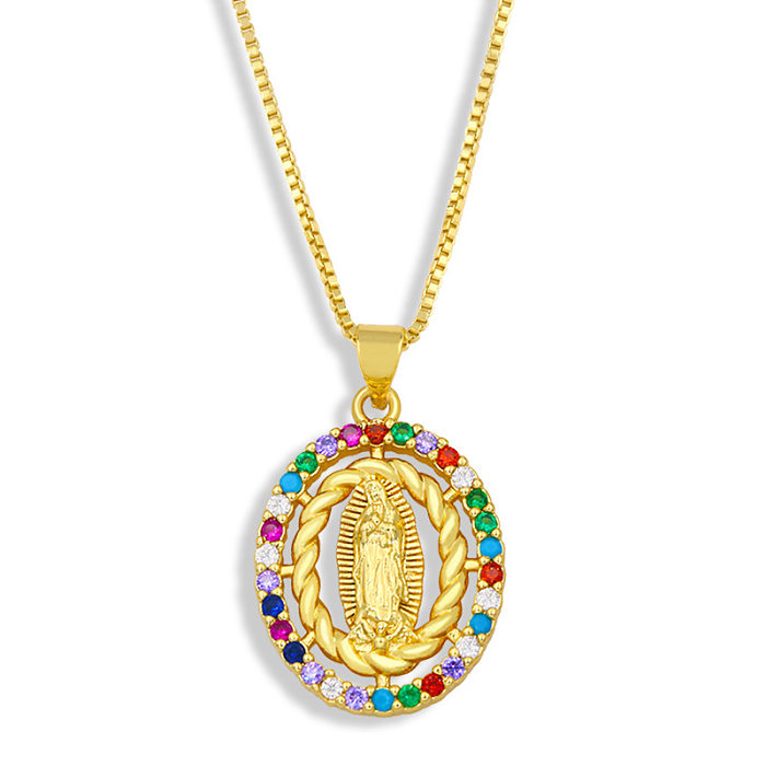 Mode Jungfrau Maria Kupfer eingelegte Zirkon Halskette Großhandel