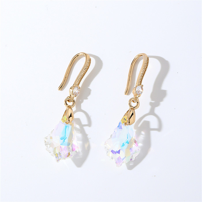 1 Pair Casual Elegant Modern Style Geometric Heart Shape Flower Copper Drop Earrings