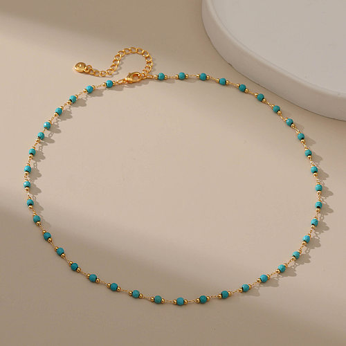 Simple Style Color Block Copper 18K Gold Plated Necklace In Bulk