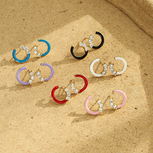 Jewelry Dripping Oil Micro Inlaid Earrings Color Dripping Oil Earrings Round Jewelry Accessories