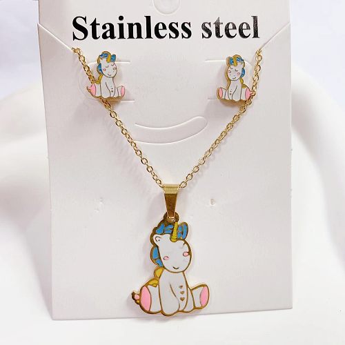 Sweet Cartoon Titanium Steel Earrings Necklace