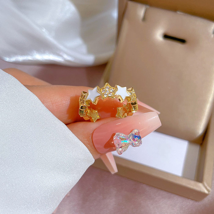 Bagues en diamant artificiel avec incrustation en laiton Fashion Star 1 pièce