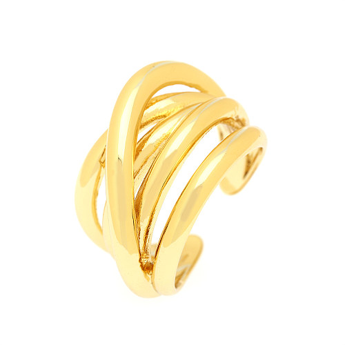 1 Piece Simple Style C Shape Lines Copper Plating Open Ring