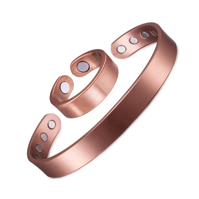 Retro Solid Color Magnetic Material Copper Rings Bracelets