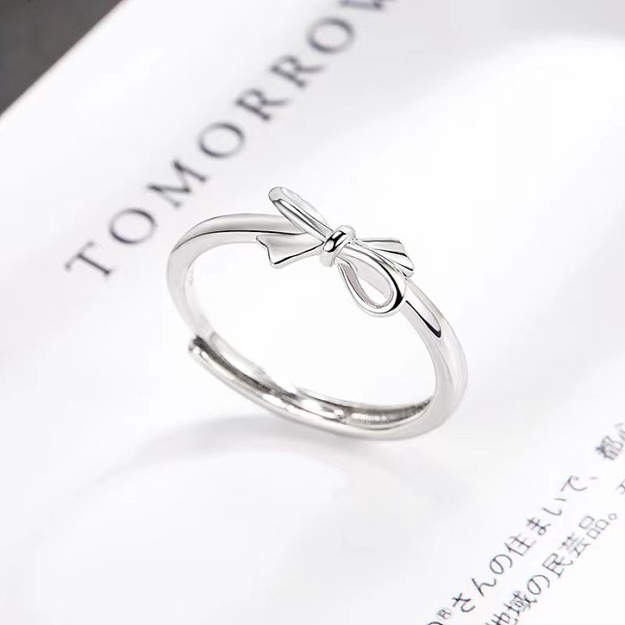 Elegant Bow Knot Copper Plating Open Ring