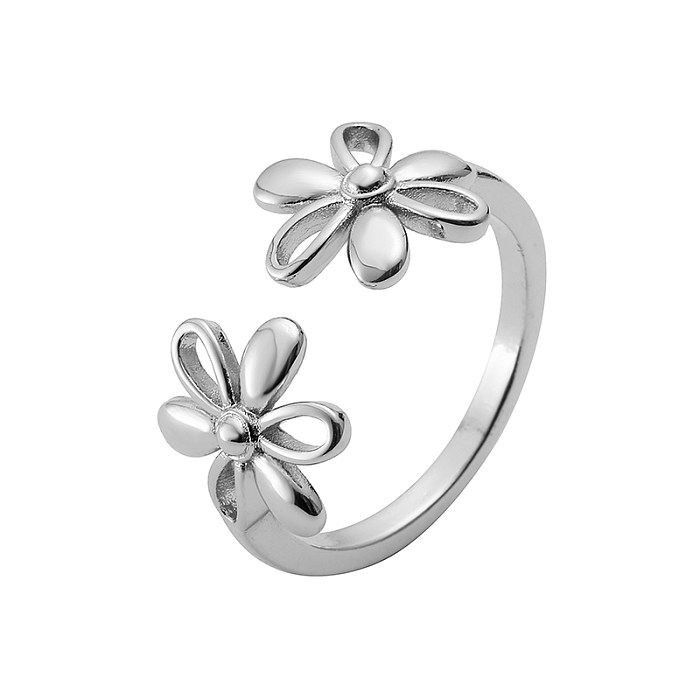 Retro French Style Simple Style Daisy Copper Plating 18K Gold Plated Open Rings