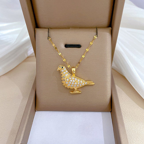 Schlichter Tauben-Halskette mit Anhänger aus Titanstahl und Kupfer mit künstlichen Edelsteinen in großen Mengen