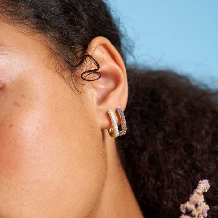 1 Piece Fashion Square Copper Plating Zircon Earrings