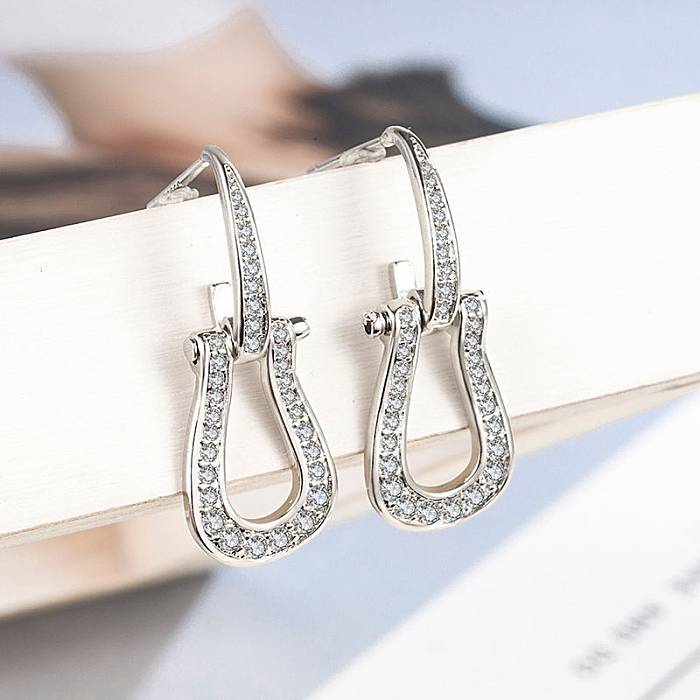 1 Pair Vintage Style Water Droplets Solid Color Plating Inlay Copper Zircon Drop Earrings
