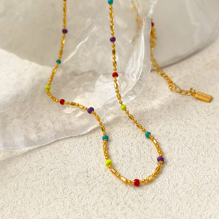 1 pieza de collar de pulseras de mujer de cadena de cobre de color sólido de estilo simple
