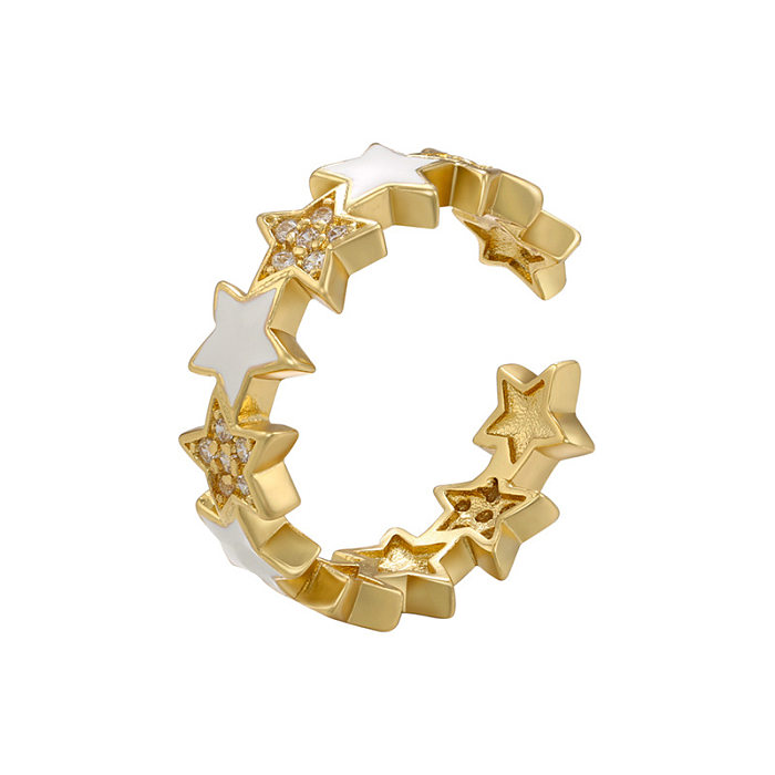 Anéis de zircão revestidos de latão Fashion Star 1 peça