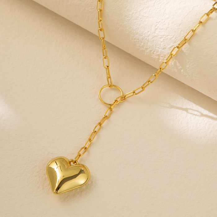 Cute Sweet Simple Style Heart Shape Copper Plating Pendant Necklace