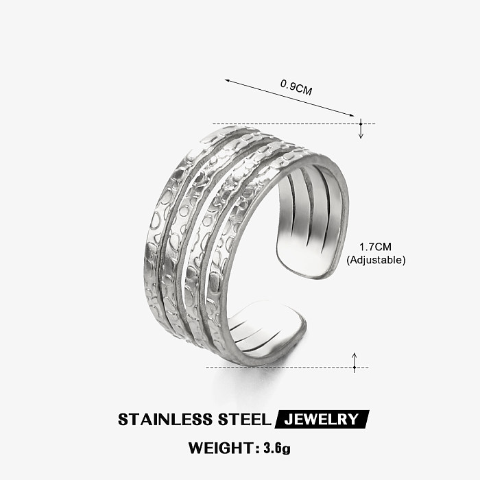 Le style simple de base lignes l'acier inoxydable plaquant les anneaux ouverts plaqués par or 18K