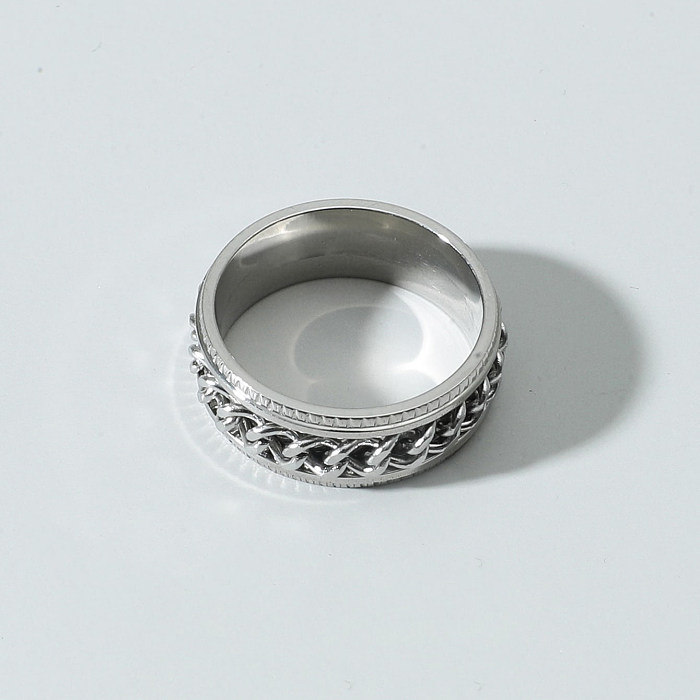 Correntes de estilo simples estampam anéis de chapeamento de aço inoxidável 1 peça