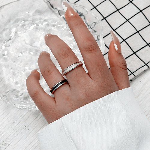 Korean Simple Drop Oil Ring Two-piece Stainless Steel Ring