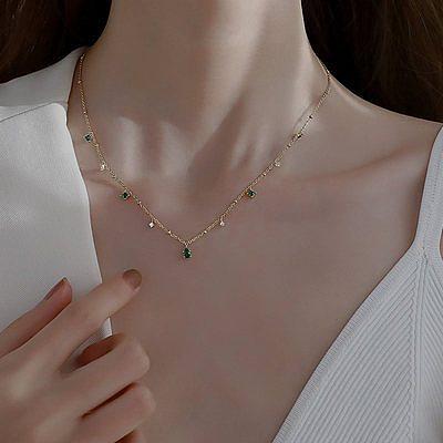 Fashion Water Droplets Copper Plating Inlay Zircon Necklace 1 Piece