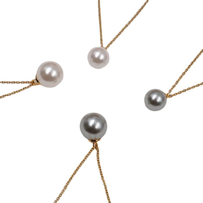 Collier de boucles d'oreilles en acier et cuivre plaqué, Style Simple et élégant, Imitation de perle géométrique