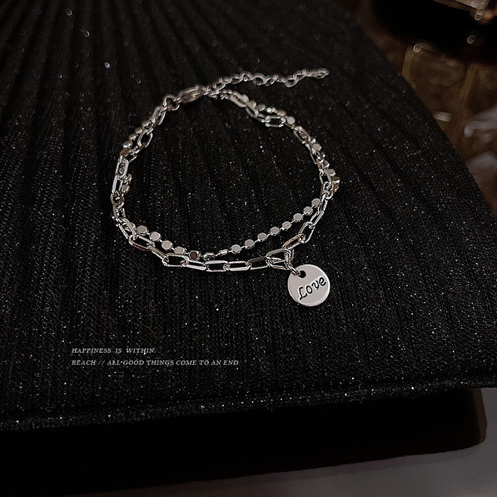 Bracelets de pierres précieuses artificielles incrustés de perles de cuivre rondes à la mode 1 pièce