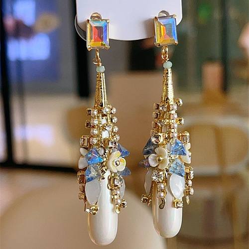 1 par de pendientes colgantes de cobre con gotas de agua bohemias