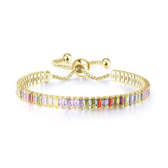 Bracelets en cuivre multicolores géométriques à la mode, incrustés de Zircon, 1 pièce