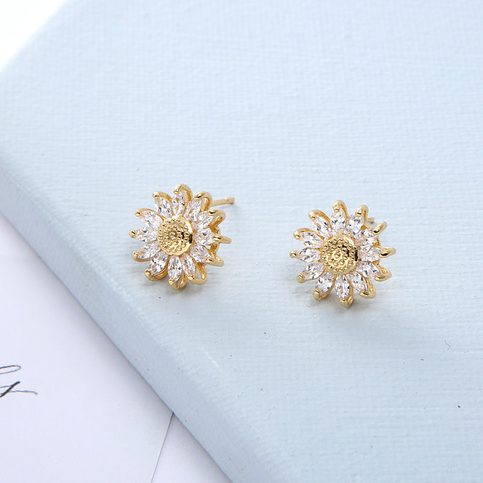 Vintage Style Flower Copper Plating Inlay Artificial Crystal Rings Earrings Necklace