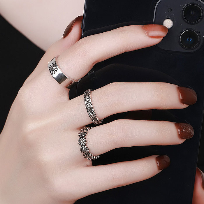 Simple Style Streetwear Flower Copper Plating Open Rings