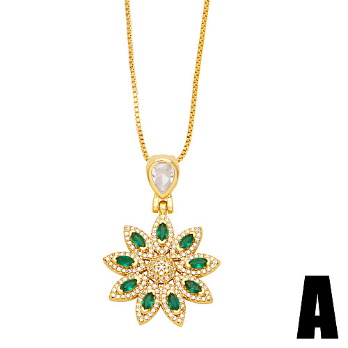 Fashion Flower Bird Copper Gold Plated Zircon Pendant Necklace 1 Piece