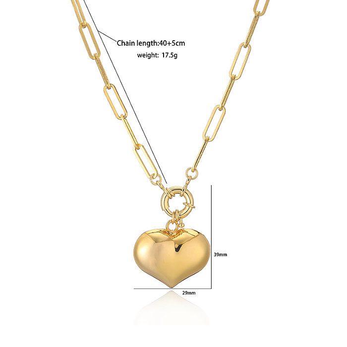 قلادة على شكل قلب كاجوال بتصميم عتيق وبسيط على شكل قلب مطلية بالذهب عيار 18 قيراط