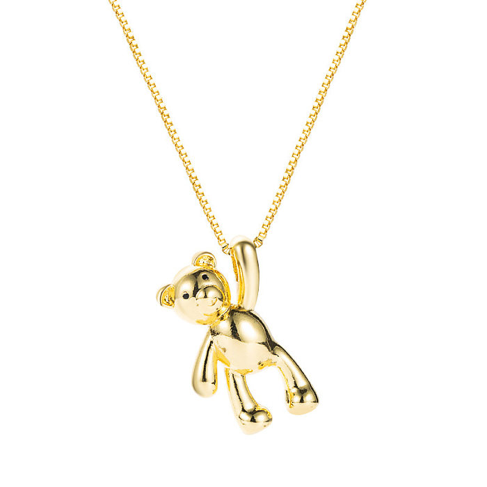 Wholesale Jewelry Simple Bear Pendant Copper Necklace jewelry