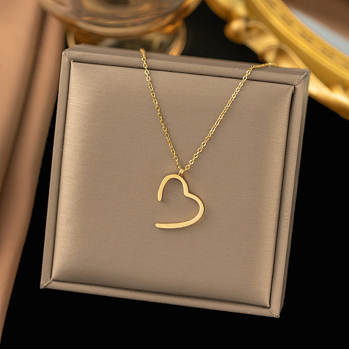 Simple Style Heart Shape Titanium Steel Plating 18K Gold Plated Earrings Necklace