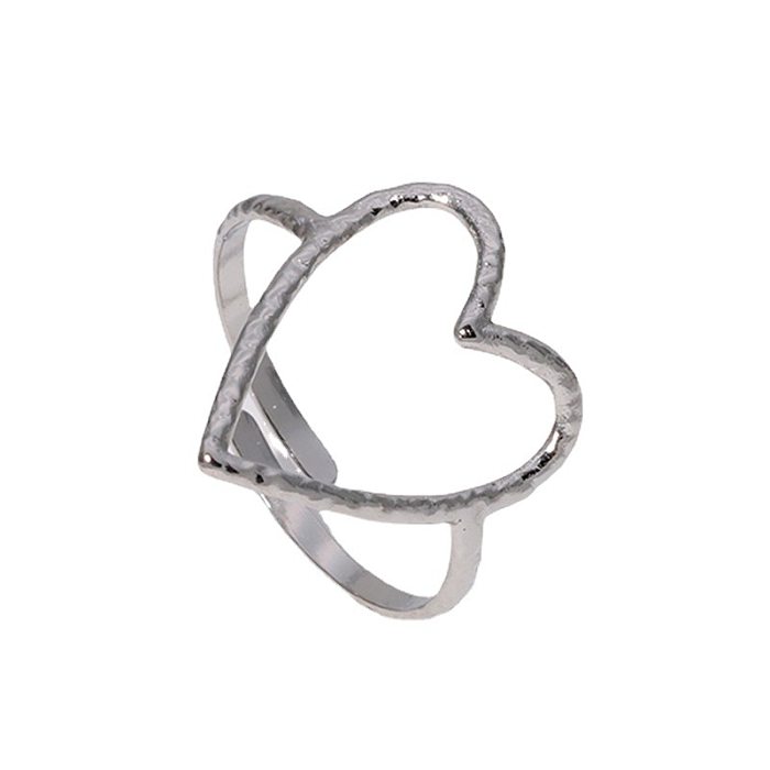 Sweet Heart Shape Stainless Steel Plating Hollow Out Open Ring 1 Piece