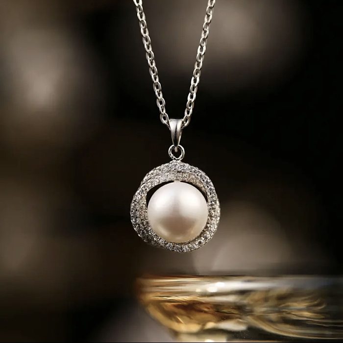 Collier rond élégant en titane et acier, perles artificielles, anneaux en Zircon, vente en gros