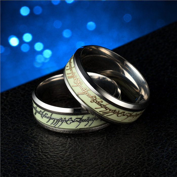 Cross-Border Ornament Stainless Steel Luminous Ring Fluorescent Stall Supply Titanium Steel Magic Ring The Lord Of The Rings Wholesale