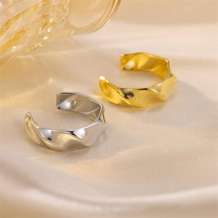 1 anillo de acero inoxidable dorado simple estilo Ins para mujer
