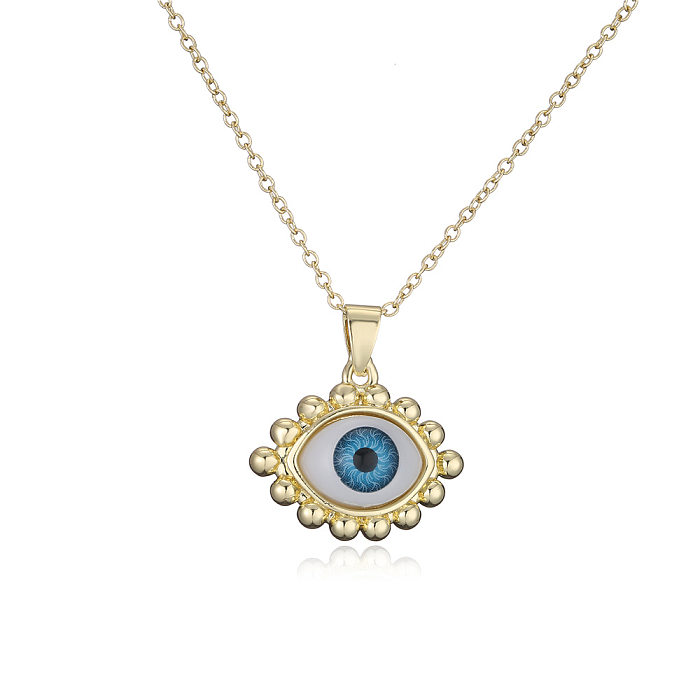 European And American Punk Hip-hop Jewelry 18K Gold Plated Geometric Eye Pendant Necklace