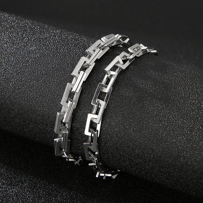 Collier de bracelets en acier titane géométrique Rock Streetwear