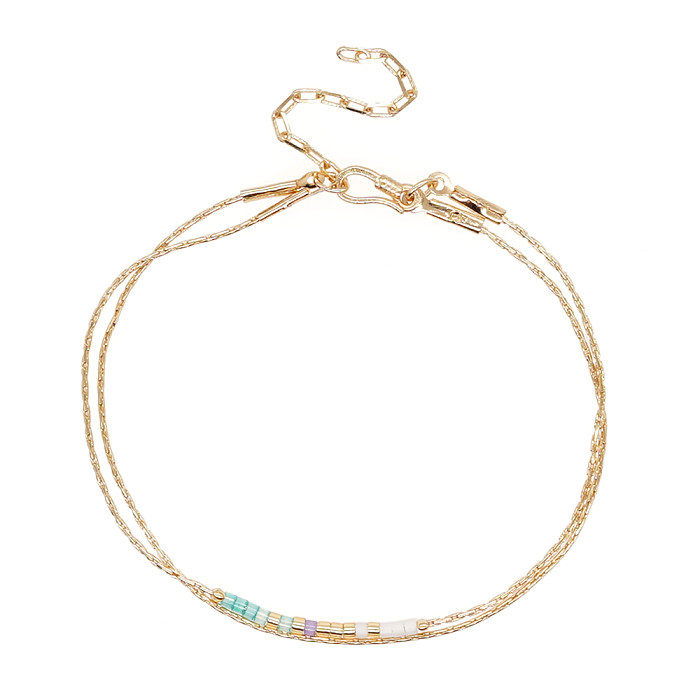 Elegant Simple Style Color Block Glass Copper Beaded Bracelets