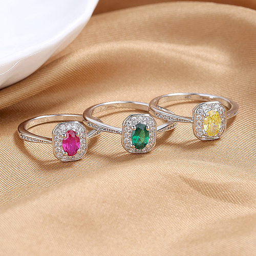 1 Piece Fashion Rectangle Copper Inlay Zircon Rings