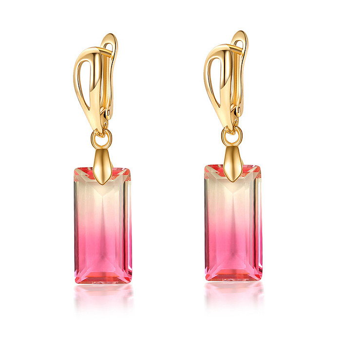 1 Pair Modern Style Rectangle Plating Inlay Copper Zircon Drop Earrings