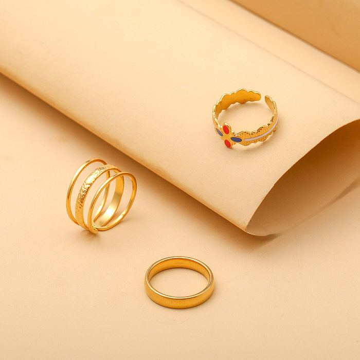 Modische Ringe aus geometrischem Edelstahl mit künstlichen Edelsteinen